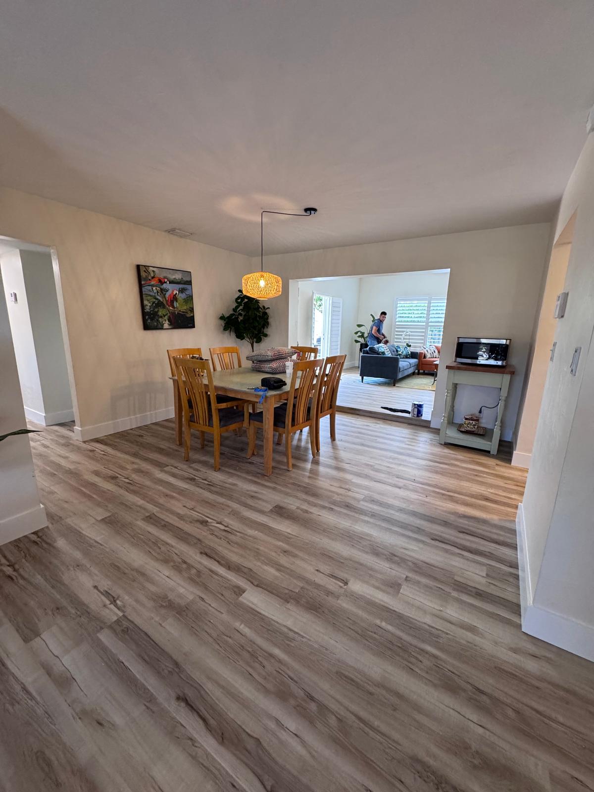 Spacious dining room with new luxury vinyl plank flooring